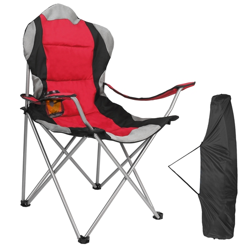 Foldable Camping Chair Heavy Duty Steel Lawn Chair Padded Seat Arm Back Beach Chair 330LBS Max