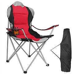 Foldable Camping Chair Heavy Duty Steel Lawn Chair Padded Seat Arm Back Beach Chair 330LBS Max Load with Cup Holder Carry Bag