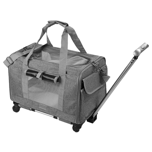 Cat Dog Carrier with Wheels Airline Approved Rolling Pet Carrier with