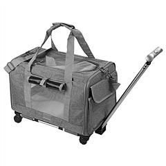 Cat Dog Carrier with Wheels Airline Approved Rolling Pet Carrier with Telescopic Handle Shoulder Strap