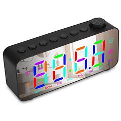 RGB Color LED Digital Alarm Clock Electric Alarm Clock with 8 Alarm Sounds 8 Font Colors 16 Adjustable Volumes 5 Dimmer Modes 3 Alarm Settings Mirror 