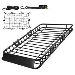 63x39x6.3in Universal Roof Rack Cargo Carrier Car Top Luggage Holder Basket with Hook Strap Elastic Net
