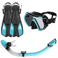 Snorkeling Gear Mask Fin Snorkel Set with Diving Mask Dry Top Snorkel Adjustable Swim Fins for Swimming Snorkeling Travel Diving