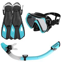 Snorkeling Gear Mask Fin Snorkel Set with Diving Mask Dry Top Snorkel Adjustable Swim Fins for Swimming Snorkeling Travel Diving