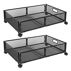 2 Pack Under Bed Storage Container Foldable Rolling Storage Bin for Clothes Shoes Storage Cart with Wheels for Bedroom Study Living Room Office