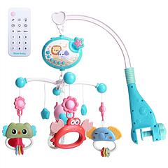 Baby Musical Crib Bed Bell Rotating Mobile Star Projection Nursery Light Baby Rattle Toy with Music Box Remote Control