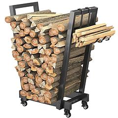 18.5x10.86x23.42in Firewood Log Rack 661LBS Iron Wood Lumber Storage Stacking Rack Iron Storage Holder for Fireplace Firepit with 2 Hanging Hooks 4 Sw