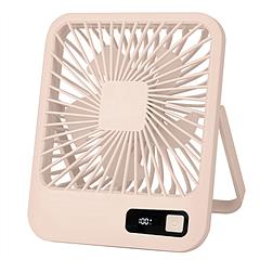 Mini Desktop Cooling Fan Rechargeable Battery Powered Personal Fan Speed Adjustment Strong Airflow Quiet Travel Fan with LCD Display for Home Office T