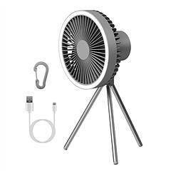 Camping Fan with Lantern 10000mAh Rechargeable Battery Powered Portable Tripod Fan for Tent with Hanging Hook Carabiner Emergency Power Bank Desk Fan 