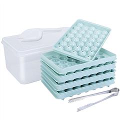 4 Packs Small Ice Cube Trays Mini Circle Ice Cube Tray Round Ice Ball Maker Mold with Lid Bin 132Pcs Ice Cubes for Chilling Drinks Coffee Juice Cockta