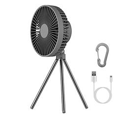 Portable Camping Fan Rechargeable Battery Powered Foldable Tripod Fan for Tent with Hanging Hook Carabiner Personal Desk Fan with 3 Speed Setting for 