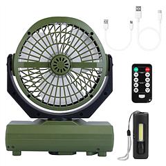 20000mAh Rechargeable Oscillating Camping Fan with Flashlight Hanging Hook Remote Control Portable Fan for Tent Emergency Power Bank Desk Fan with Tim