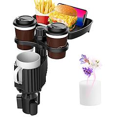 4-in-1 Car Cup Holder Tray Food Table Phone Holder Car Expander Detachable 360 Degree Rotatable Car Desk