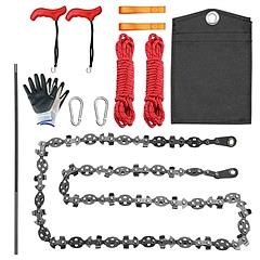 55in 68 Sharp Teeth Hand Rope Chainsaw Kit Blades on Both Side High Tree Limb Rope Saw with 196in Ropes Folding Pocket Chainsaw Carabiner Glove Wood C