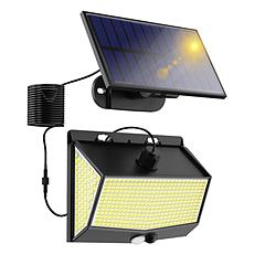 Solar Powered Wall Lights Motion Sensor Outdoor Lamps with Separate Solar Panel 3 Modes 468Pcs Beads Max 120° Sensing Angle IP65 Waterproof Lights for