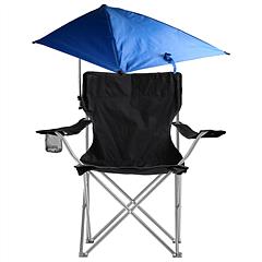 Foldable Beach Chair with Detachable Umbrella Armrest Adjustable Canopy Stool with Cup Holder Carry Bag for Camping Poolside Travel Picnic Lawn Chair