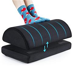 Under Desk Office Footrest Memory Foam Ergonomic Footrest Washable Foot Rest with 2 Adjustable Heights for Home Office