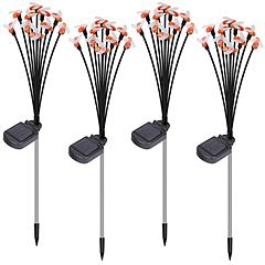 4Pack Solar Powered Stake Bee Light 2 Lighting Mode Lifelike Firefly Decorative Stake Lamp IP65 Waterproof Outdoor Landscape Garden Light Warm Yellow