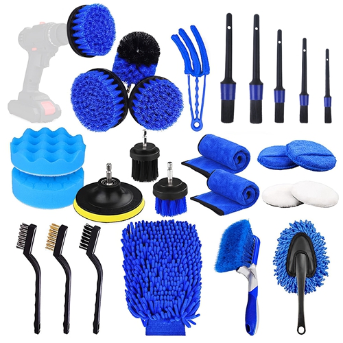 26Pcs Car Detailing Brush Kit Exterior Interior Car Cleaning Set Drill