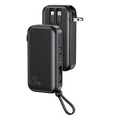 10000mAh Portable Charger with US Plug 3 Inbuilt Cables PD20W QC18W Fast Charging Power Bank with 5 Outputs External Battery Pack Fit For IOSPhone 14 