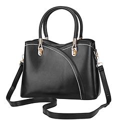 Women Handbags Chic Tote Bags for Ladies Medium-sized Leather Satchel Crossbody Bag with Stylish Stitching Detachable Strap
