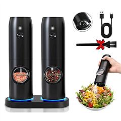 Electric Salt and Pepper Grinder Rechargeable Charging Base Automatic Salt Mill LED Indicator Adjustable Coarseness One Hand Easy Operation