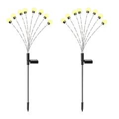 2Pcs Solar Firefly Lights Swaying Decorative Pathway Stake Lamp IP65 Waterproof Landscape Patio Yard Night Light