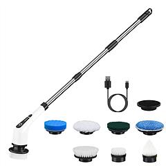 Electric Spin Scrubber Cordless Rechargeable Telescopic Cleaning Brush 8 Replaceable Heads 2 Speed Adjustable Extension Arm Bathroom Tub Tile Floor