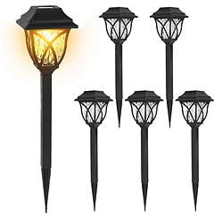 6Pack Solar Powered Stake Light Outdoor Decorative Landscape Lamp IP45 Waterproof Auto On Off Outdoor Light for Pathway Garden Yard Patio