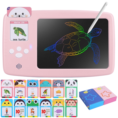 Text Card Toys 224 Words Toddler Learning Toy Talking Flash Cards with LCD Writing ...