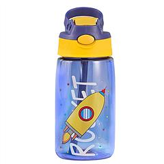 iMountek 16.2Oz Leak-proof Kids Water Bottle with Straw Push Button Sport Water Bottle for Kids Crab Ship Jellyfish Rocket