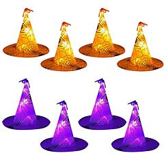 8 Pack 13FT Witch Hat Hanging String LED Light Halloween Decoration Battery Powered Remote Control 8 Lighting Modes Glowing Outdoor Indoor Halloween P