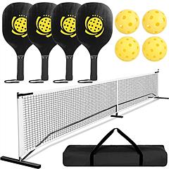 iMountek Portable Pickleball Net Set 22ft Regulation Size Net Pickle Ball Net System with 4 Pickleballs 4 Paddles Carrying Bag for Driveway Backyard