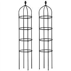 2 Packs Garden Obelisk Trellis 5.9FT Plants Tower for Climbing Plants Flower Vegetable Vine Support Rustproof Garden Plant Trellis Black