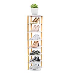 8 Tier Entryway Wooden Shoe Rack Vertical Shoe Shelf Stand Storage Organizer Small Space Saving Corner Shoe Tower Entryway Hallway Closet