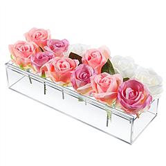 Clear Acrylic Flower Vase Rectangular Floral Centerpiece for Table Decoration Modern Flower Holder for Mother’s Day Valentine’s Day Wedding Party 12 H