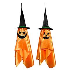 2 Pack Hanging Ghosts with Wizard Hat Snicker Scary Face Halloween Party Hanging Decorations Pumpkin Wizard Hat for Eave Tree Porch