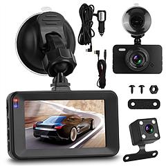 1080P Dual Dash Cam 3in Screen Vehicle Driving Recorder with Front Rear Camera G-Sensor Motion Detection Parking Monitor Night Vision Loop Recording 3