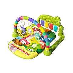 Babyluv 2 In 1 Baby Gym Play Mat Tummy Time Mat Musical Activity Center with 5 Rattle Toys 422 Melodies for 0-12 Months Old Space Dinosaur Unicorn
