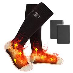 Electric Heated Socks for Men Women Battery Powered Heated Socks Rechargeable Feet Warmer with 4 Temperature Levels Indoor Outdoor Machine Washable