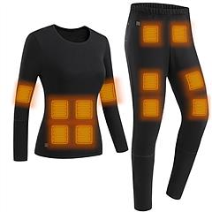 Heated Underwear Set Thermal Long Shirt Pants Electric Heating Long Johns Heated Top Pants Set with 28 Heating Zones 3 Heating Modes