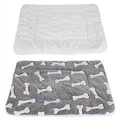 Dog Bed Mat Comfortable Flannel Dog Crate Pad Reversible Cushion Carpet Machine Washable Pet Bed Liner with Bone Patterns Dual-Side Usage for M/L/XL D