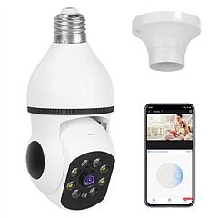 E27 WiFi Bulb Camera 1080P FHD WiFi IP Pan Tilt Security Surveillance Camera with Two-Way Audio Full Color Night Vision Flood Light Motion Tracking Si