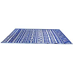4.98x8FT Reversible Outdoor Rug Waterproof Mat with Storage Bag Portable Plastic Carpet Indoor Outdoor Activity for Picnic Patio Deck RV Trip Blue & W