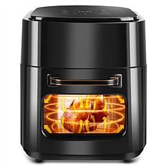 NewHome 15.8QT Air Fryer Family Size 1400W Powerful Oilless Cooker Crisp Bake Grill Dehydrate Touch Screen Customized Temperature Time Visible Window