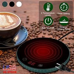 iMountek Desktop Electric Cup Warmer 8Hours Auto Off Overheating Protection Smart Timer Setting 2 Temperature Levels 104°F to 140°F Ceramic Heating Panel For O