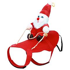 Pet Christmas Costumes Red Winter Coat for Dog Riding Santa Claus with Bell Clothes New Year Outfit Cosplay Costumes Party Dress Up For Cats