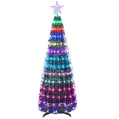 4.9FT 166Pcs LED Lights Collapsible Christmas Tree Light with Remote App Control IP65 Waterproof Customized Multi-Color Mode Timer Setting Work with A