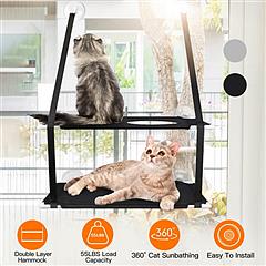 Indoor Window Hammock for Cat Double Layer Perch Bed Powerful Suction Cup up to 55LBS Capacity Breathable Mesh Window Mounted Cat Bed