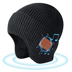 Wireless V5.0 Beanie Hat with Headphones Winter Stylish USB Rechargeable Music Beanie Headset Gift for Music Lovers Men Women Machine Washable